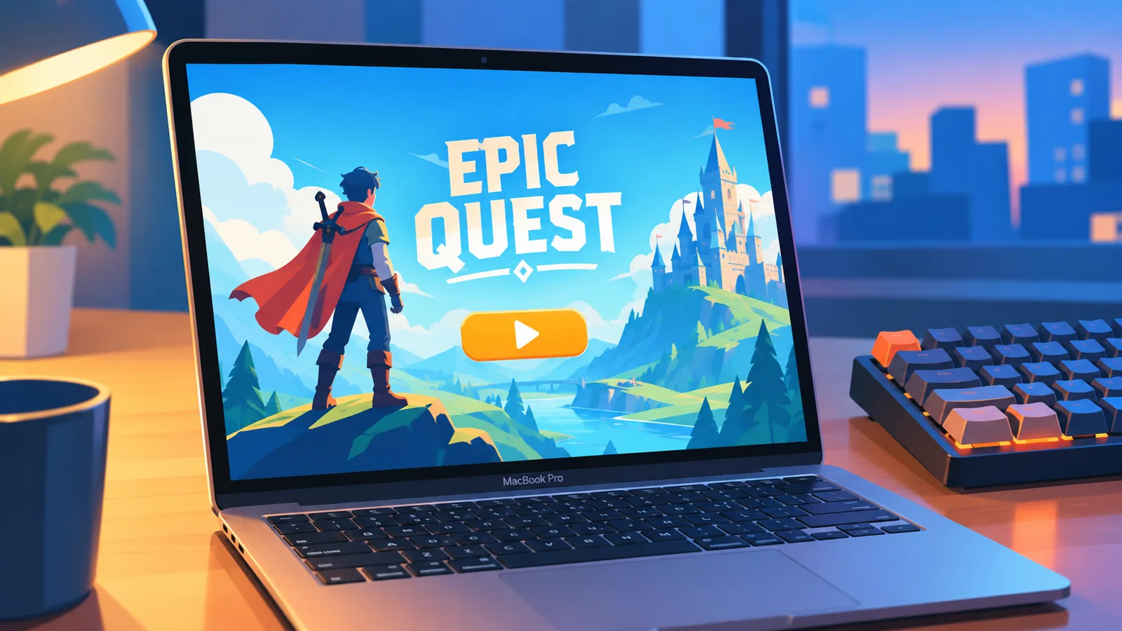 MacBook Pro pregătit pentru sesiune de gaming