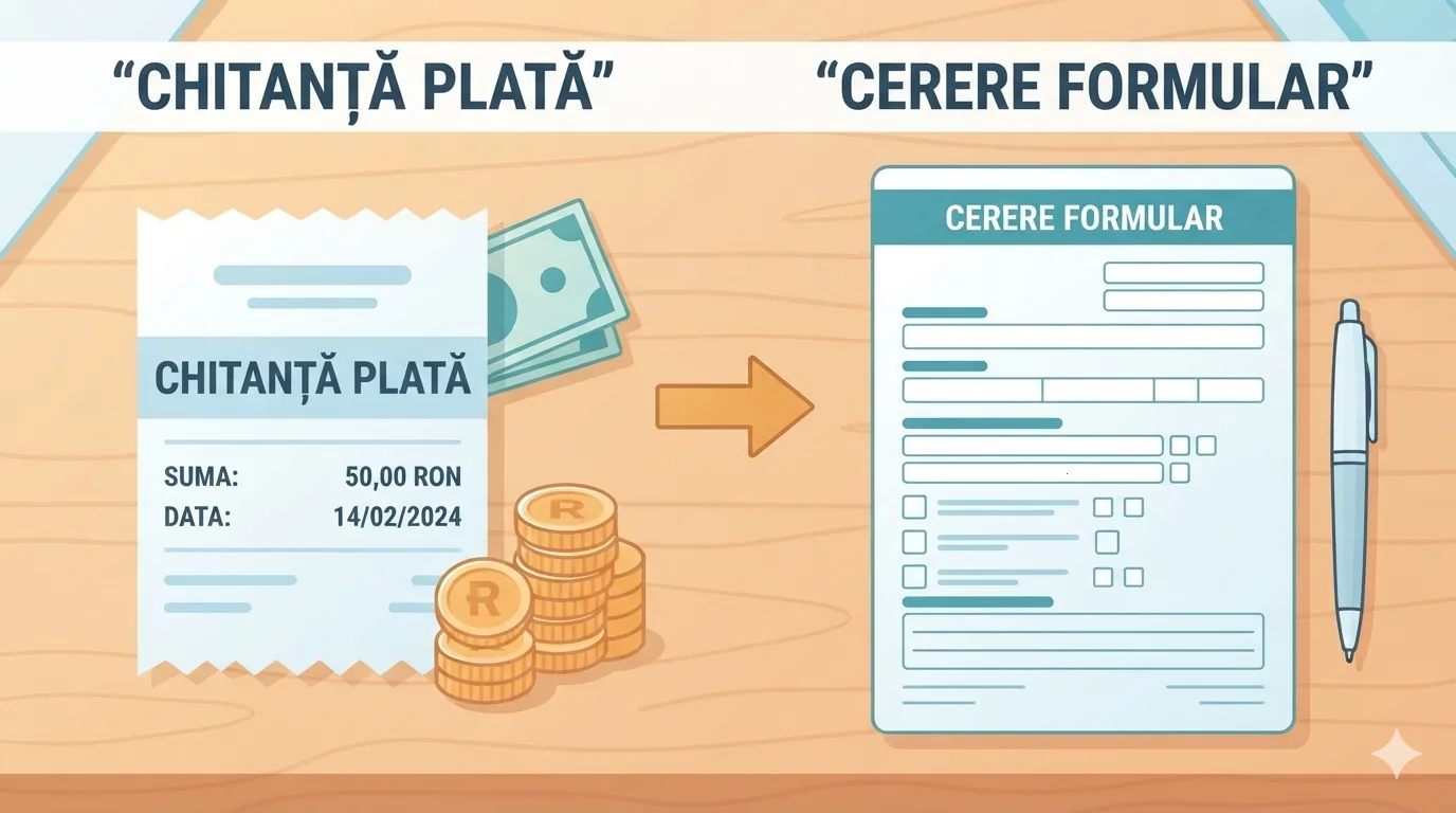 Chitanță și taxă administrativă pentru actul de identitate