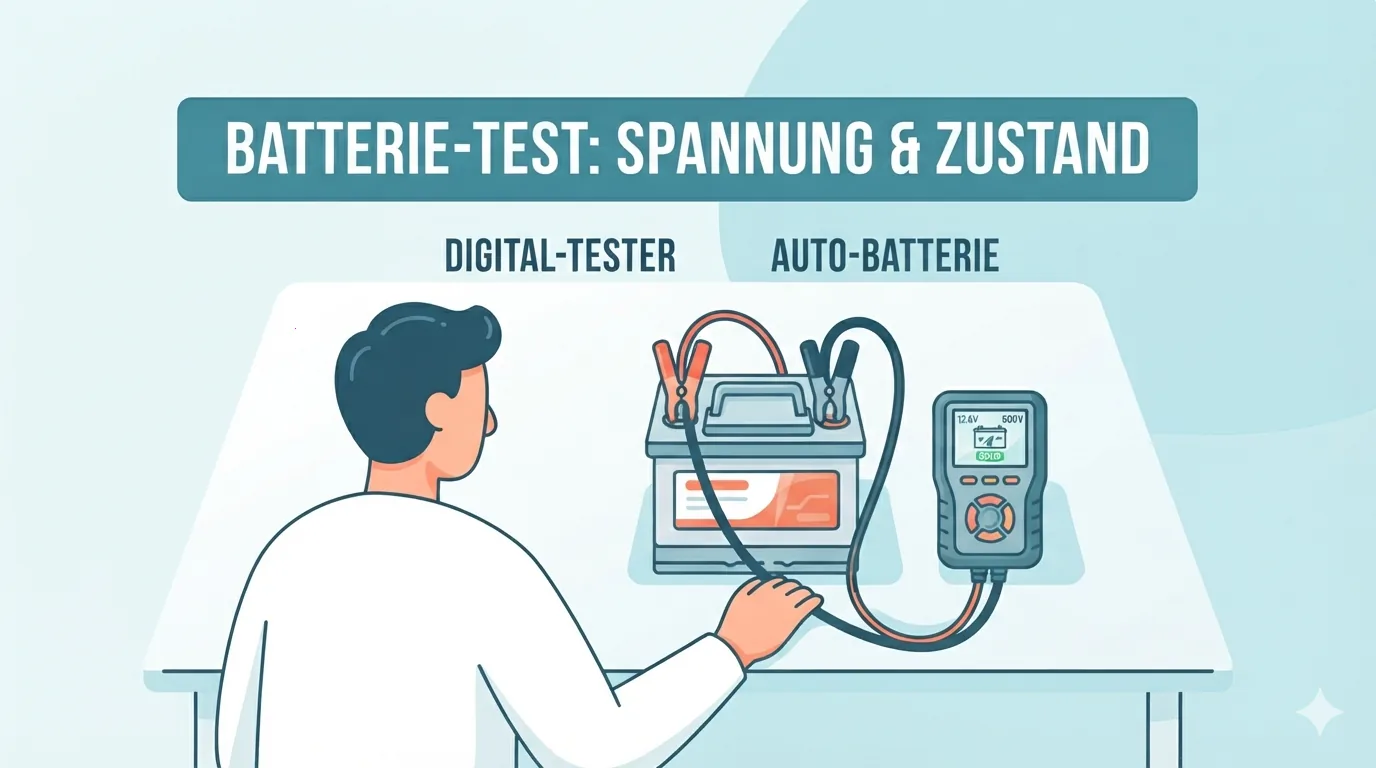 Serviste dijital cihazla akü testi yapan teknisyen