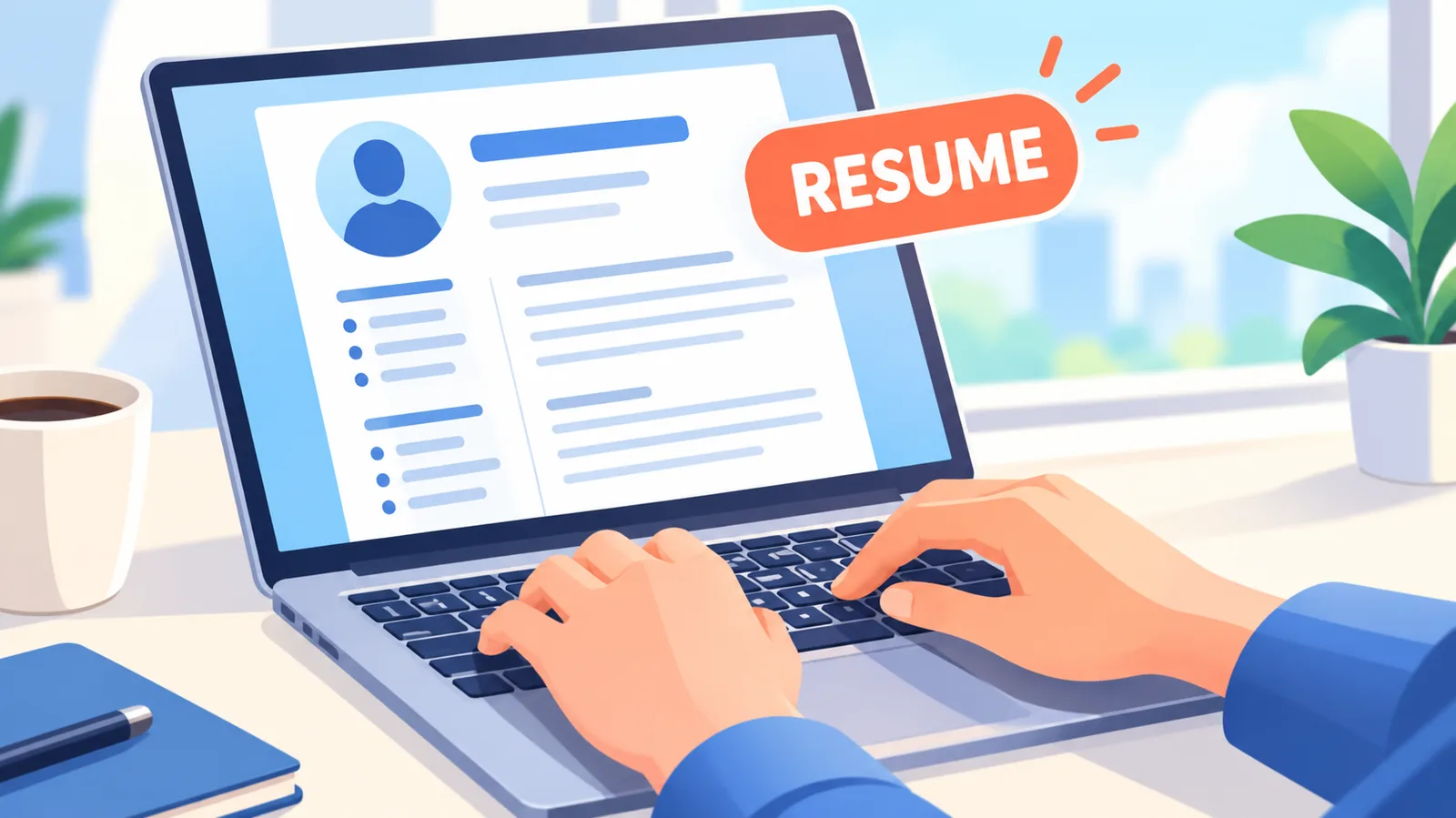 Bilgisayarda CV hazırlayan kişi