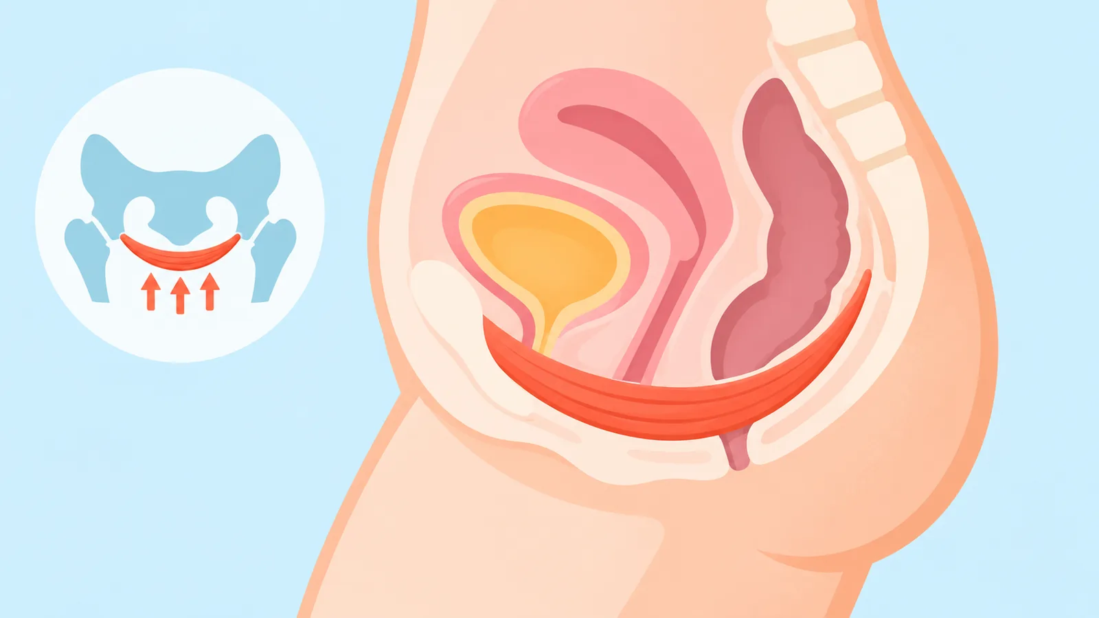 Pelvik taban kaslarının yan kesitten anatomik gösterimi
