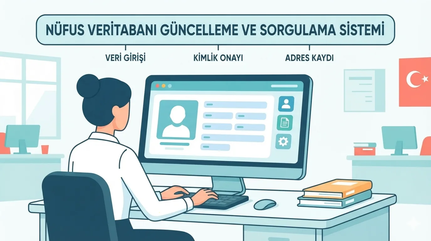 Nüfus müdürlüğünde kayıt güncelleme işlemi yapan memur