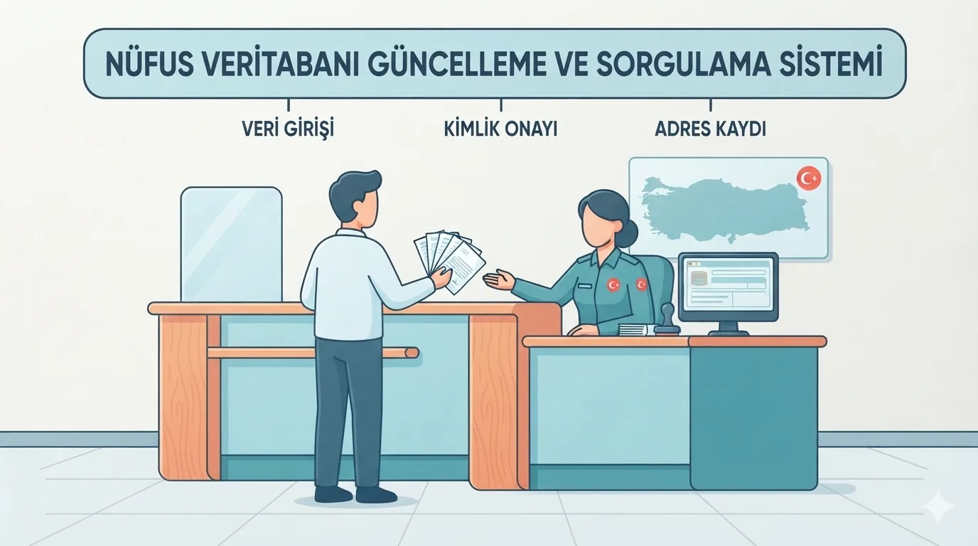 Nüfus müdürlüğü gişesinde başvuru yapan vatandaş