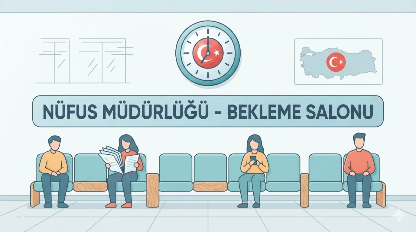 Nüfus müdürlüğü bekleme salonunda işlem süresini bekleyen vatandaşlar