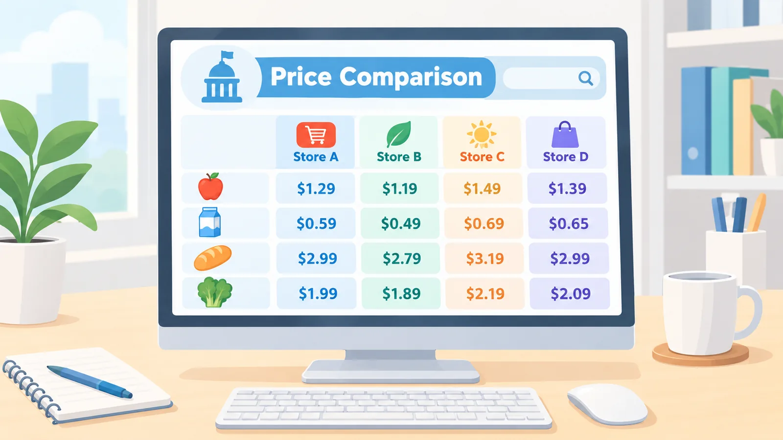 Resmi market fiyat karşılaştırma sitesine bilgisayardan erişiliyor