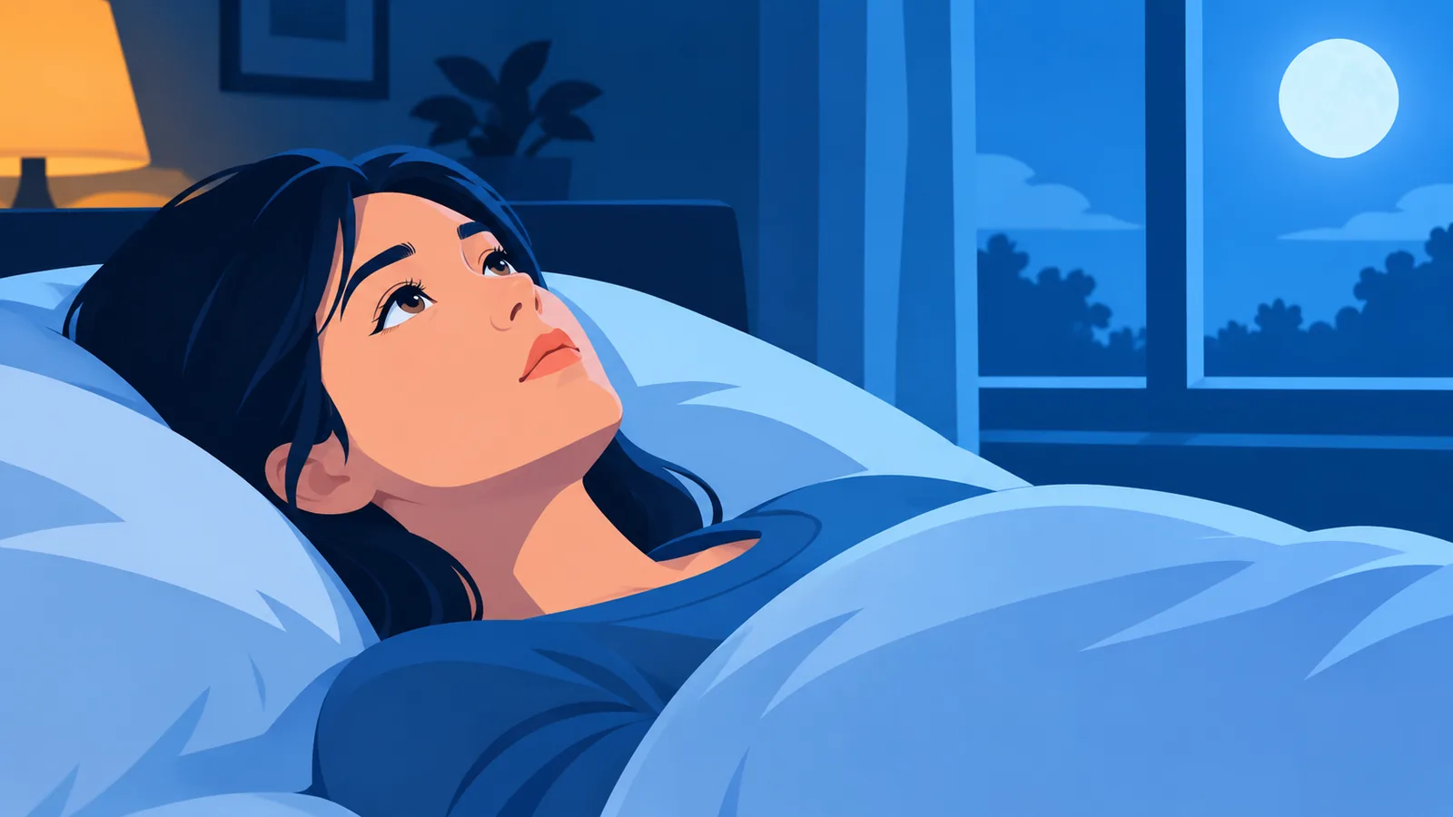 Gece uykuya dalamayan kişi yatakta