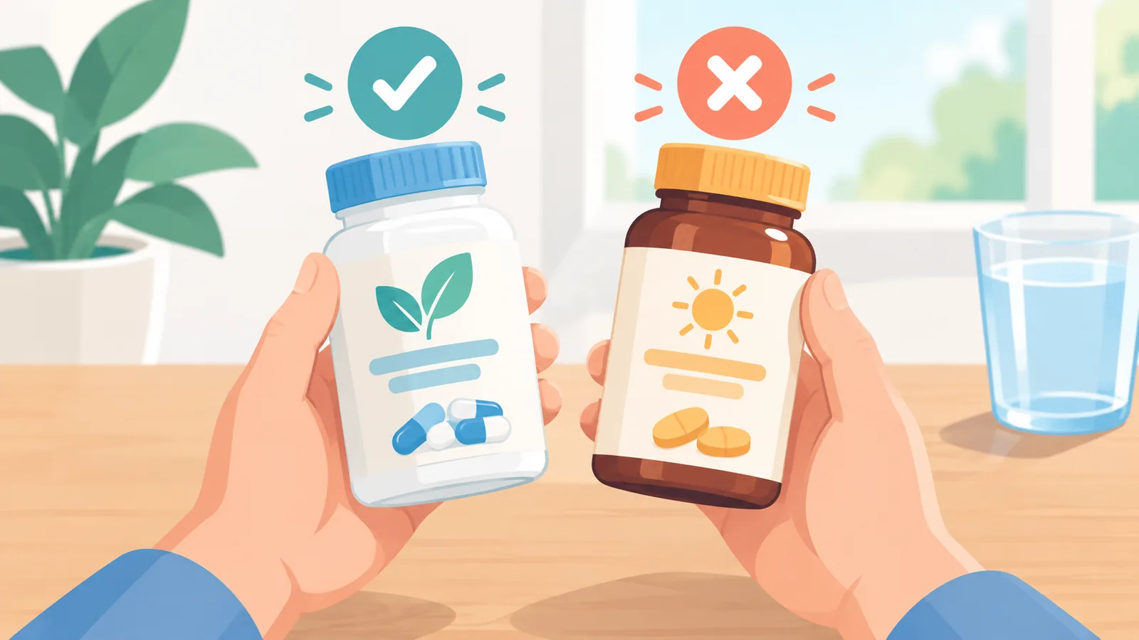 Melatonin ürünlerini karşılaştıran eller