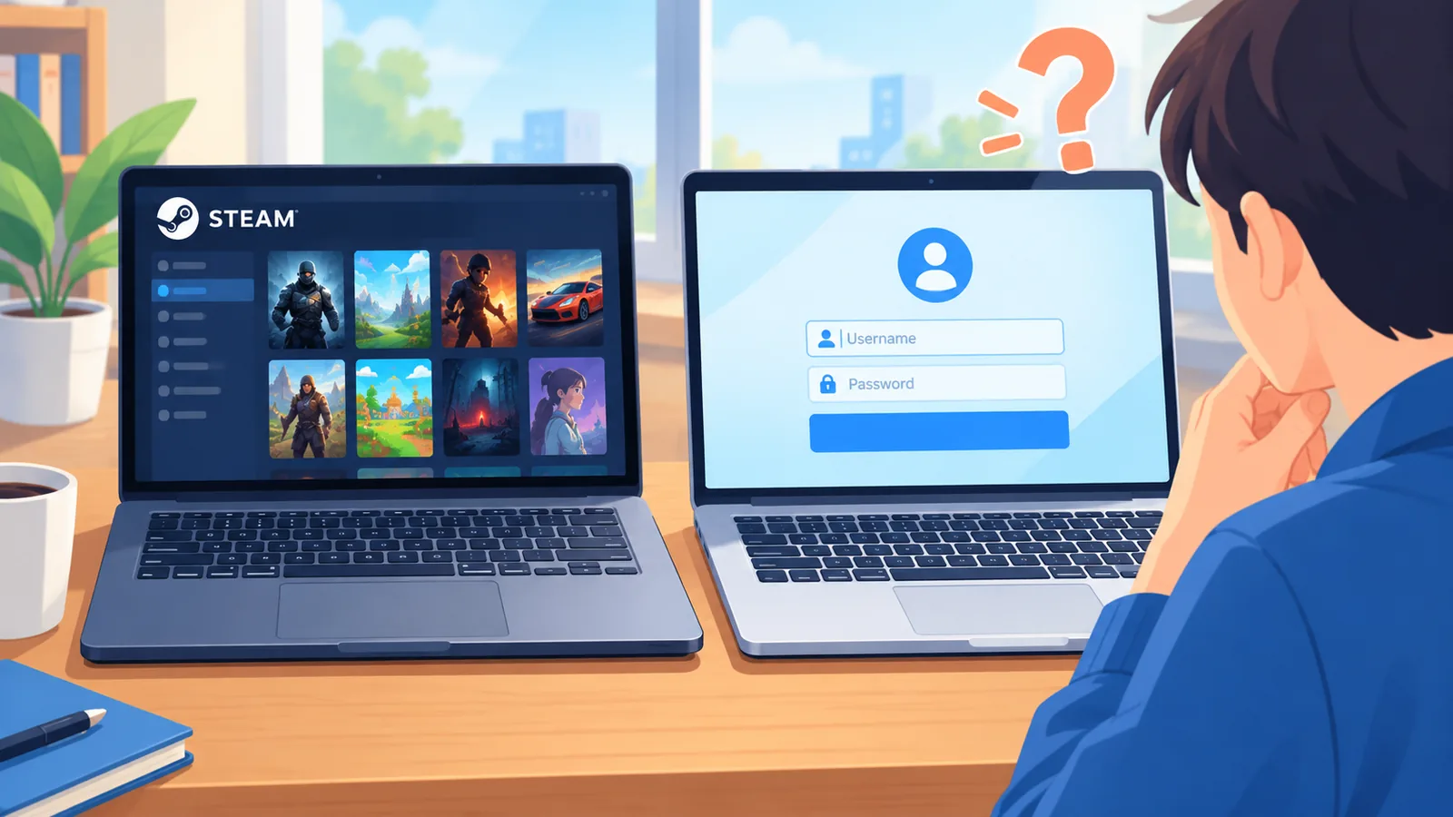 Гейміг на MacBook Pro з сучасною AAA-грою на екрані