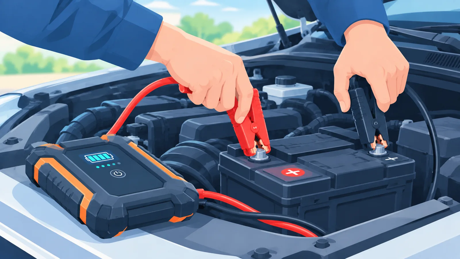 Hướng dẫn kẹp đúng cực dương âm khi sử dụng kích bình