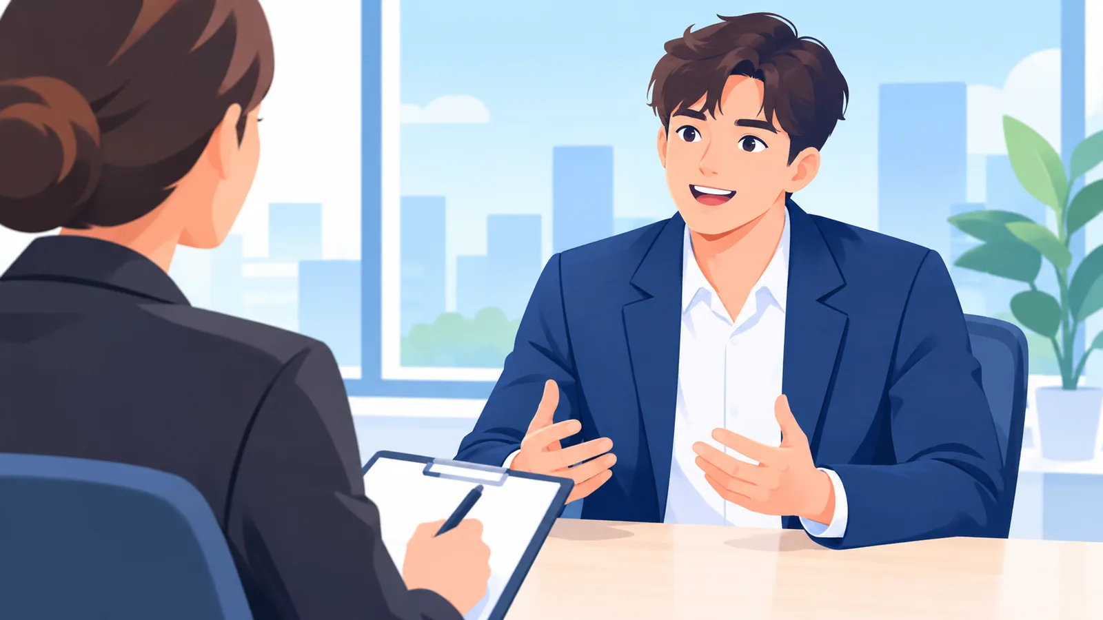 Ứng viên tự tin trò chuyện cùng nhà tuyển dụng trong buổi phỏng vấn