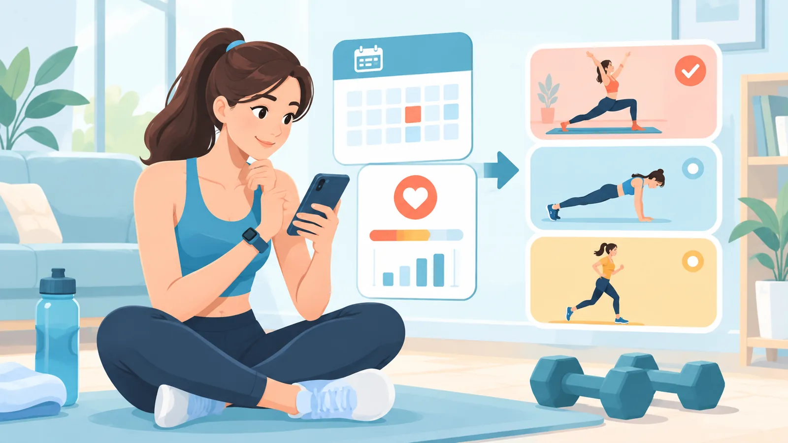Người chuẩn bị bắt đầu buổi tập thể dục tại nhà
