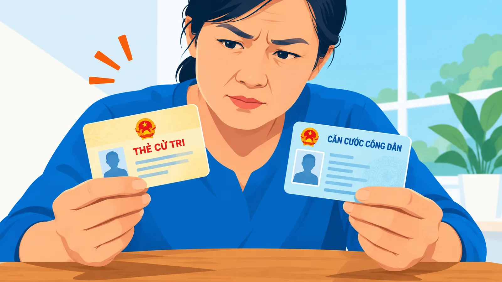 Người dân kiểm tra tên trên thẻ cử tri so với căn cước công dân