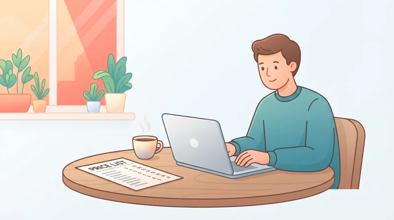 Người mua hàng bình tĩnh chuẩn bị yêu cầu trên máy tính