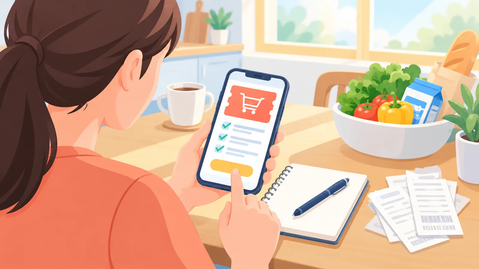 Người đọc kỹ điều kiện ưu đãi trên màn hình điện thoại