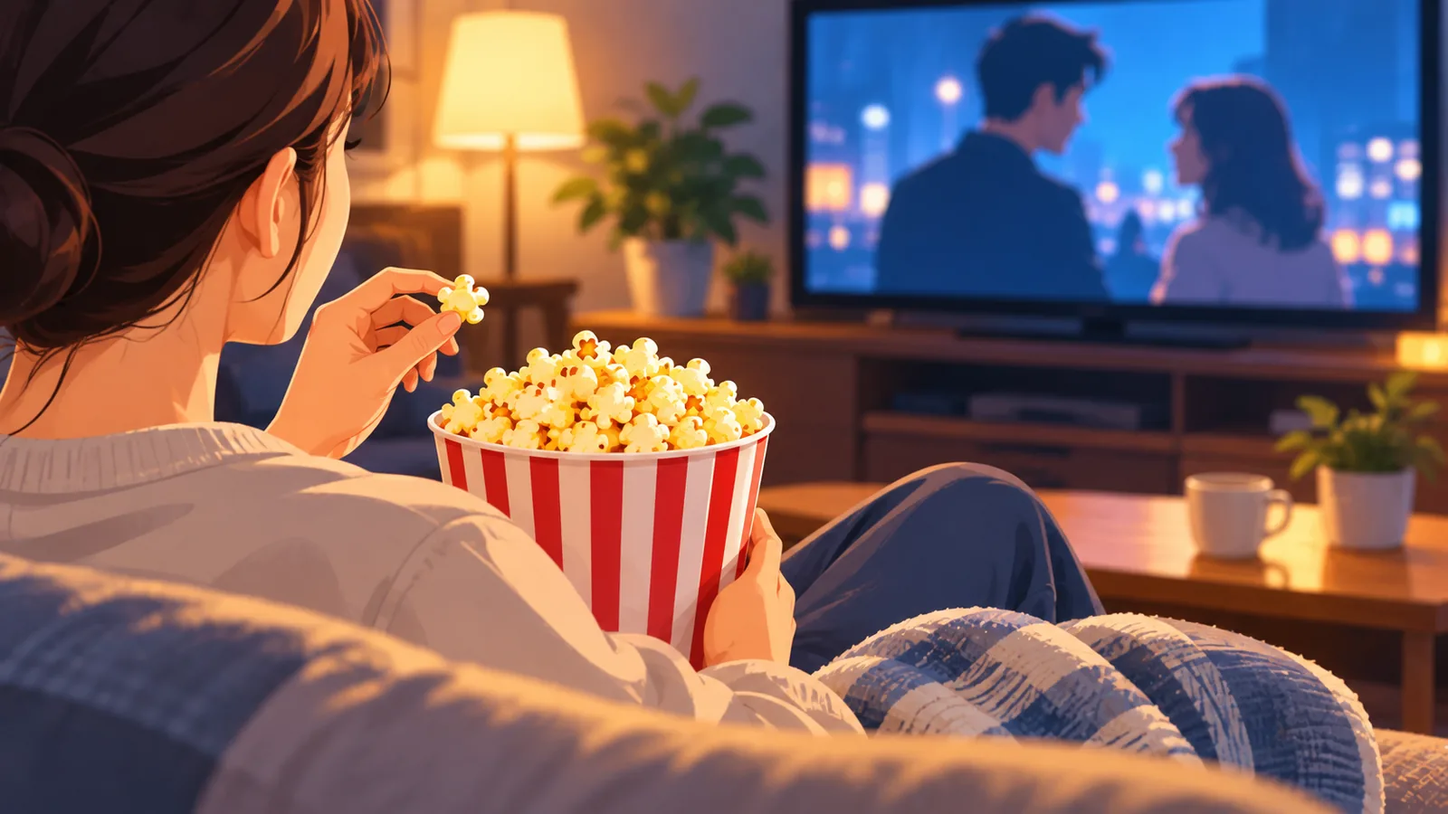 يد تمسك هاتفًا يعرض صفحة مسلسل مع شارة التصنيف العمري