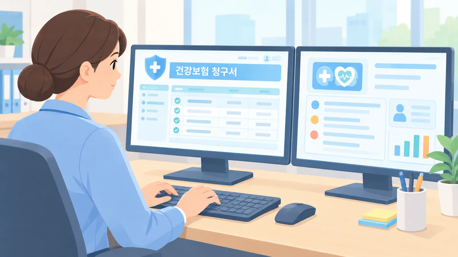 مستند EOB مطبوع مع تظليل بنود الرسوم على المكتب