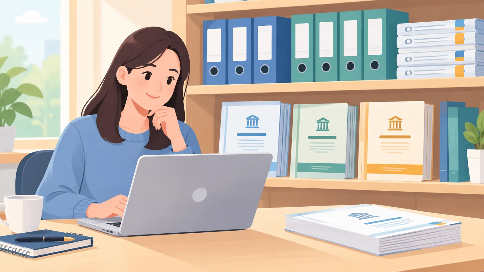 تقويم جداري بأيام مظللة وقائمة مراجعة في مكتب فوترة طبية