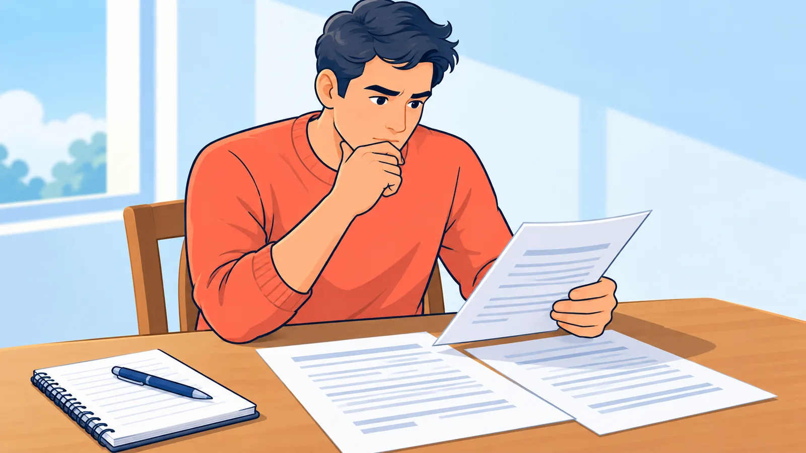 شخص يراجع أوراق قرض وآلة حاسبة على مكتب