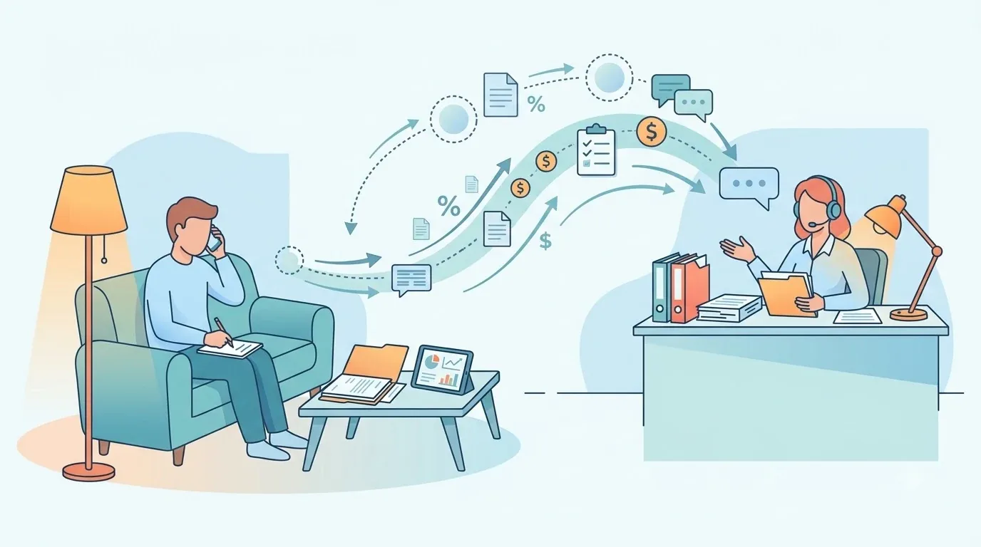 شخص يقرأ إشعارًا ضريبيًا على مكتبه في المنزل
