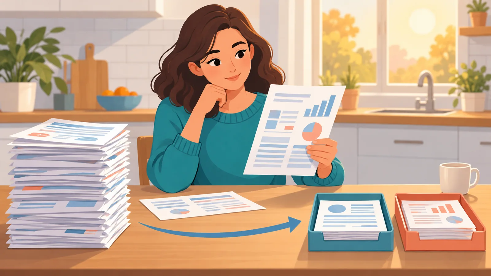 شخص يتأمل أوراقاً ضريبية بتركيز