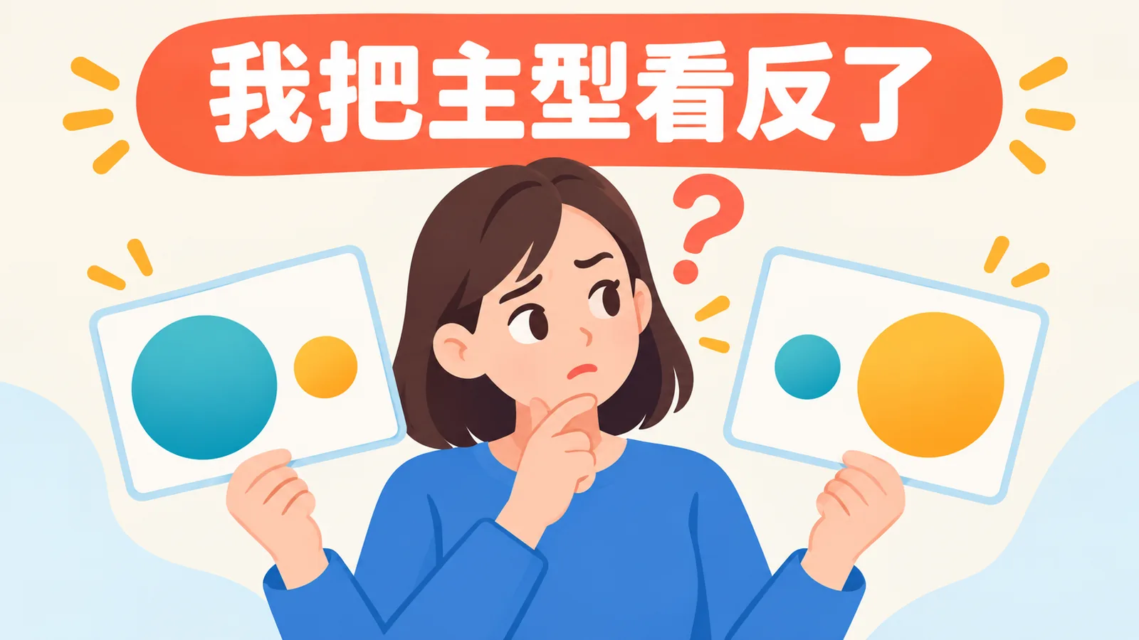 读者对比两张主次位置相反的卡片，意识到9w1和1w9的主型不同。