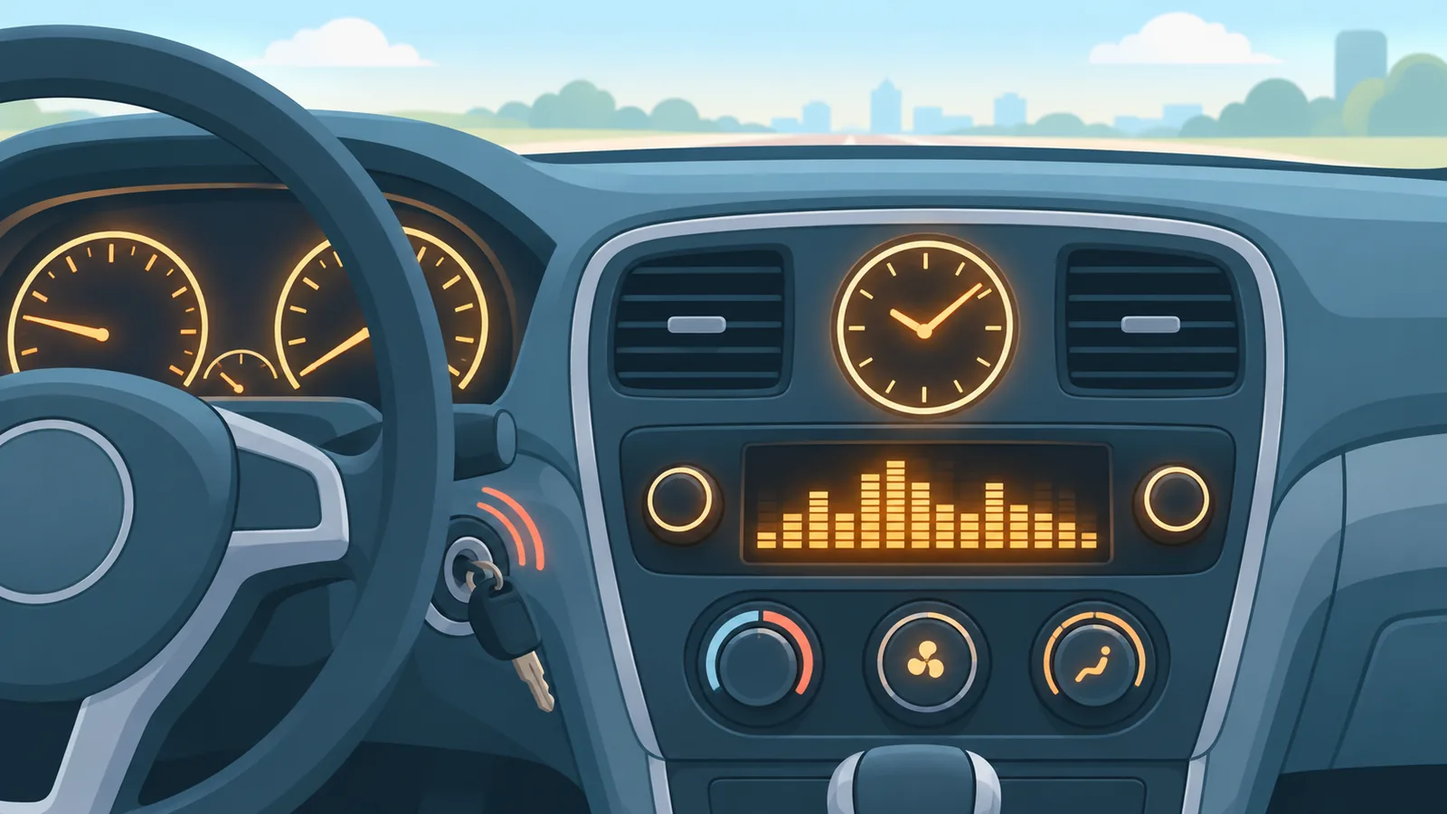 Fahrzeugdisplay und Bordelektronik nach dem Anschließen