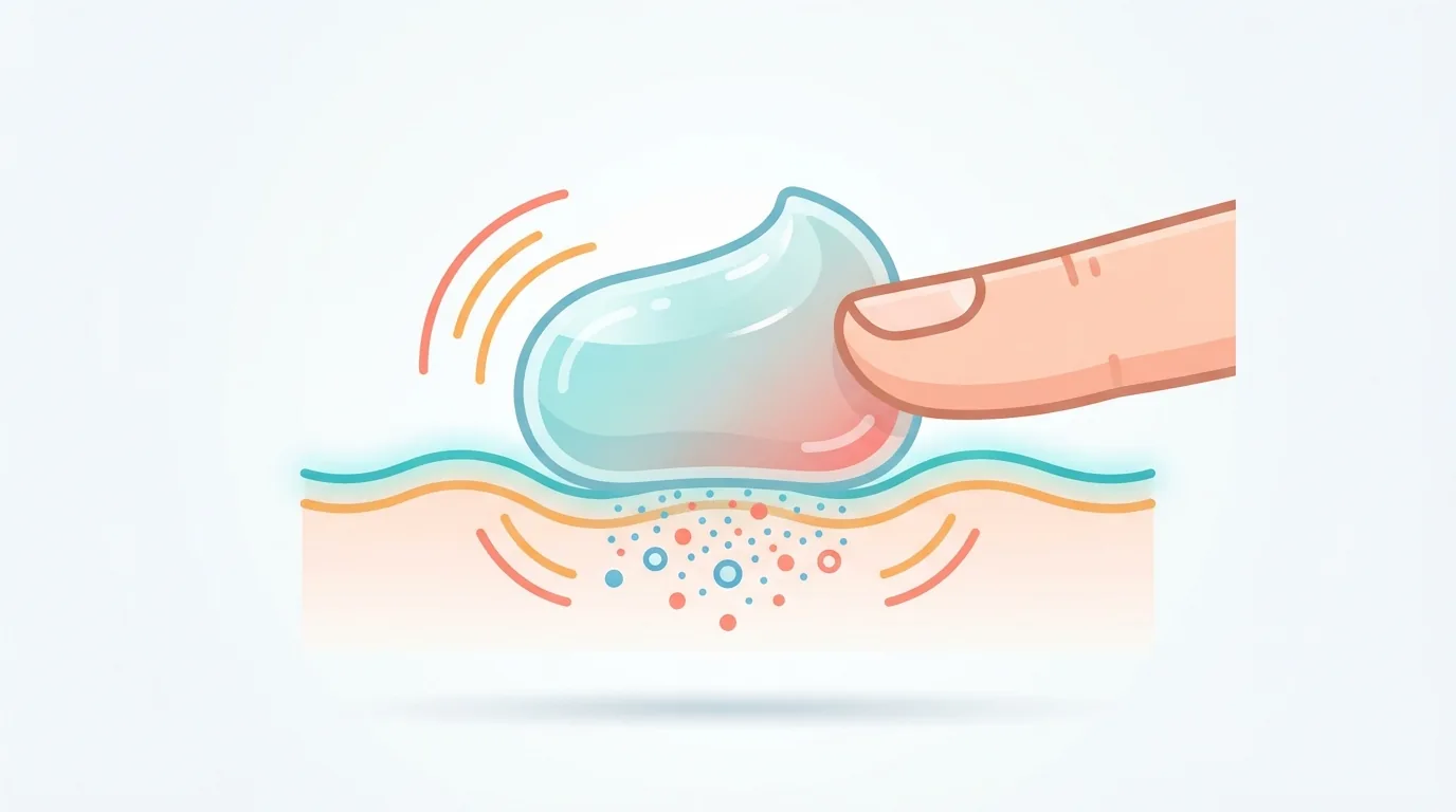 Leichte Gelcreme auf einer Fingerspitze