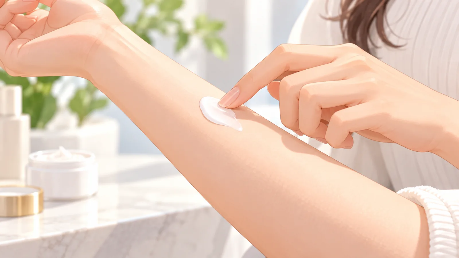 Patch-Test mit Creme am Unterarm