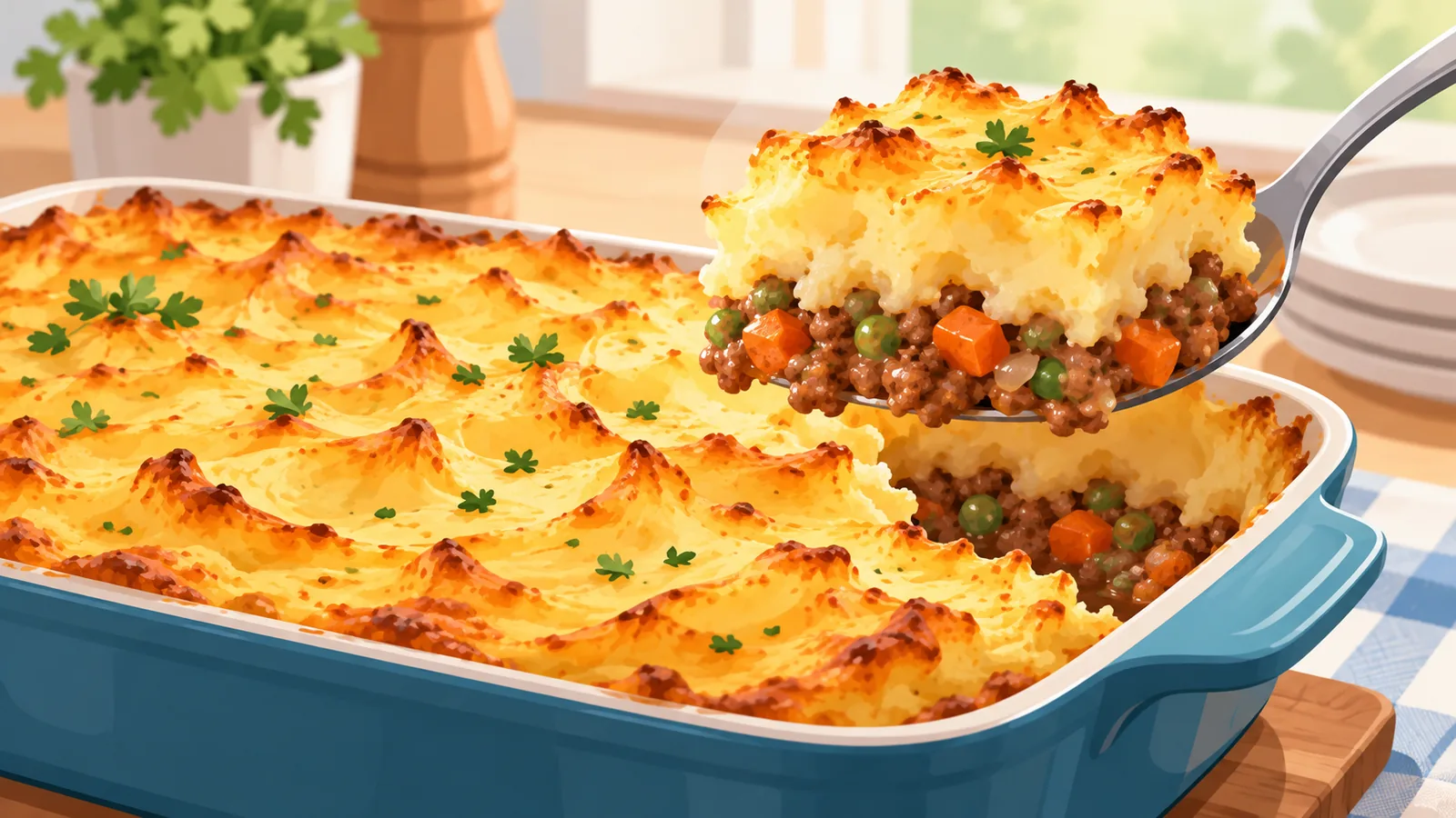 Shepherd’s Pie mit goldener Kartoffelhaube