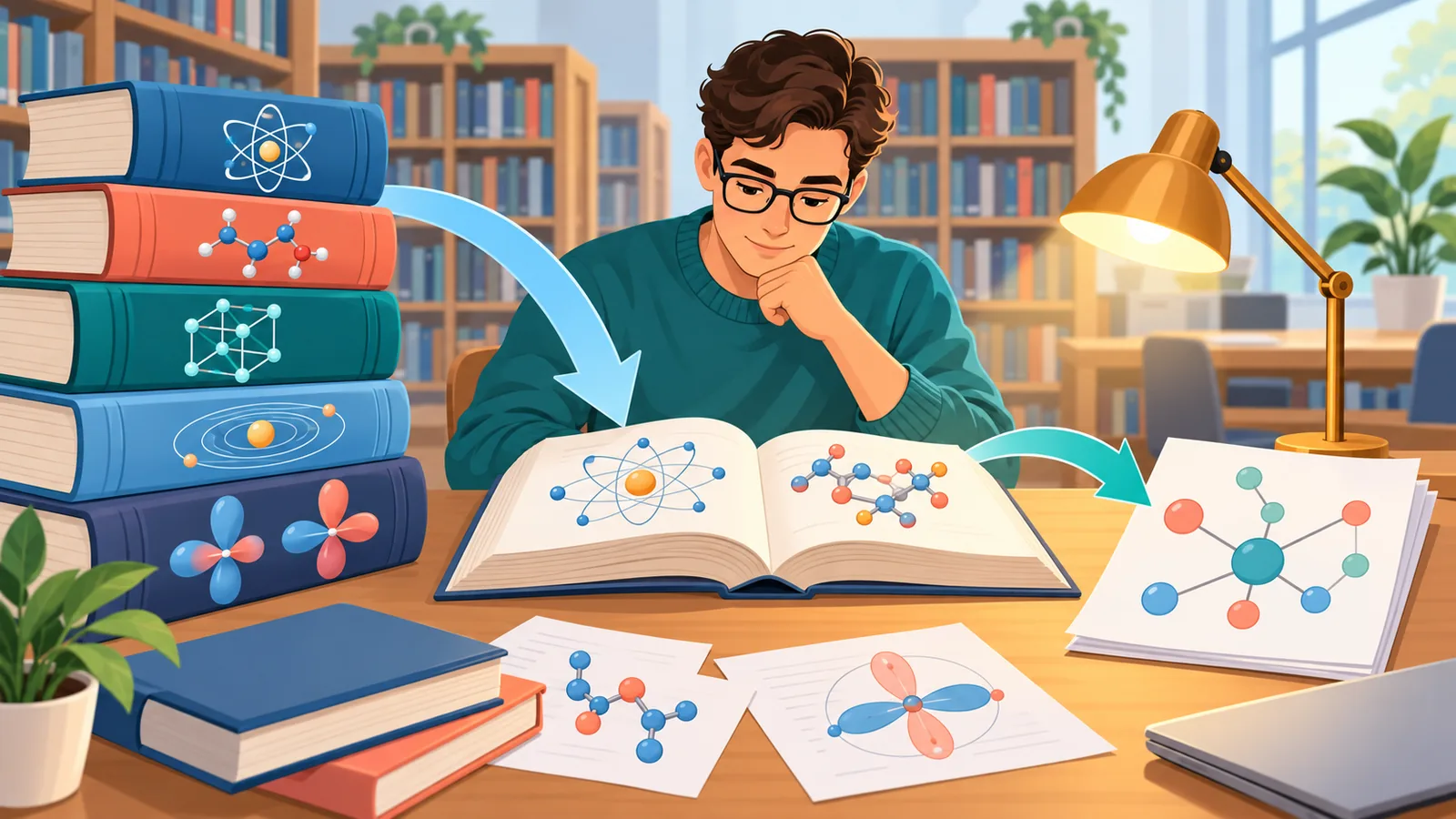 Forscherin liest in einer Universitätsbibliothek