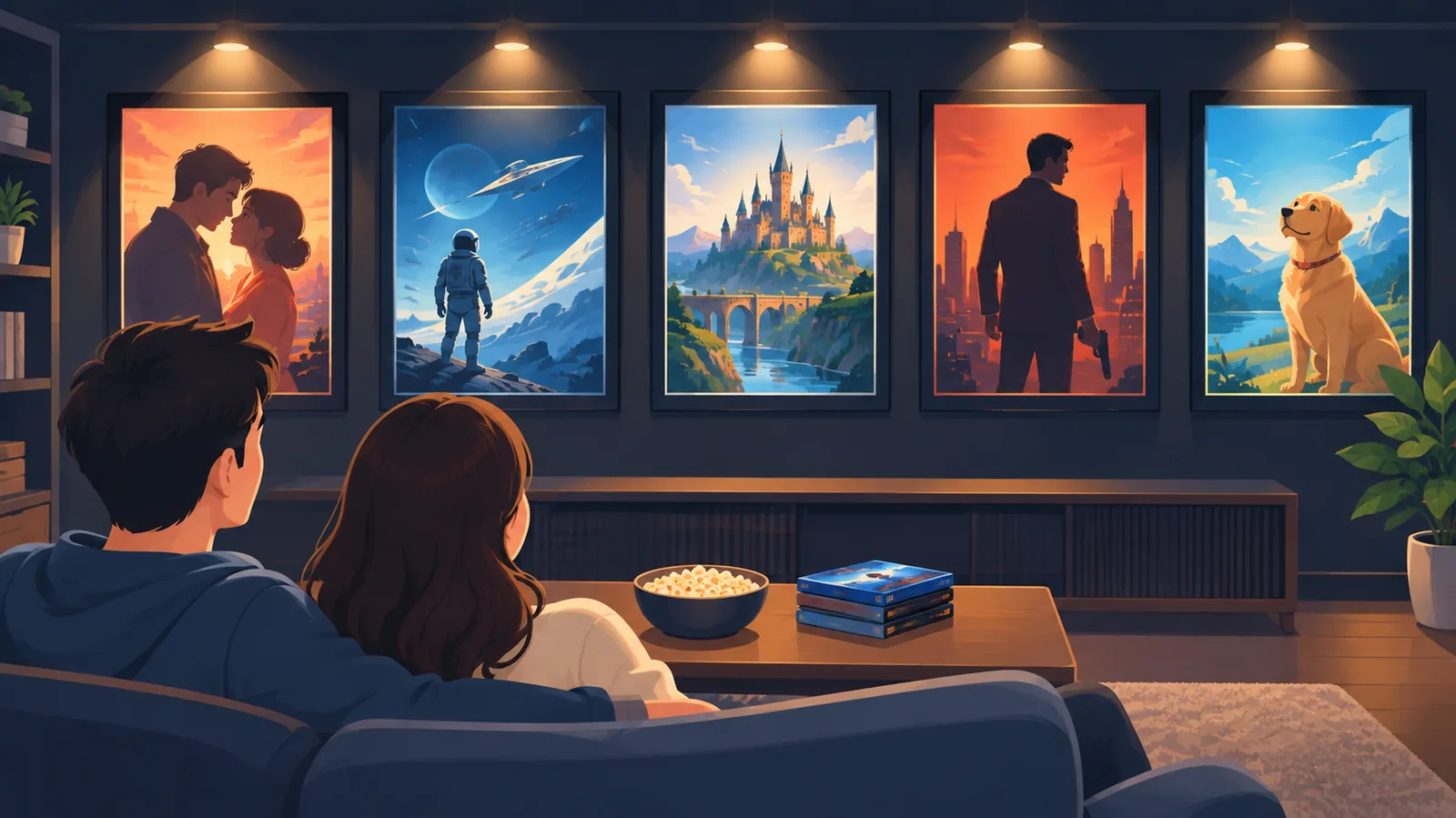 Gerahmte Filmposter in einem Heimkino