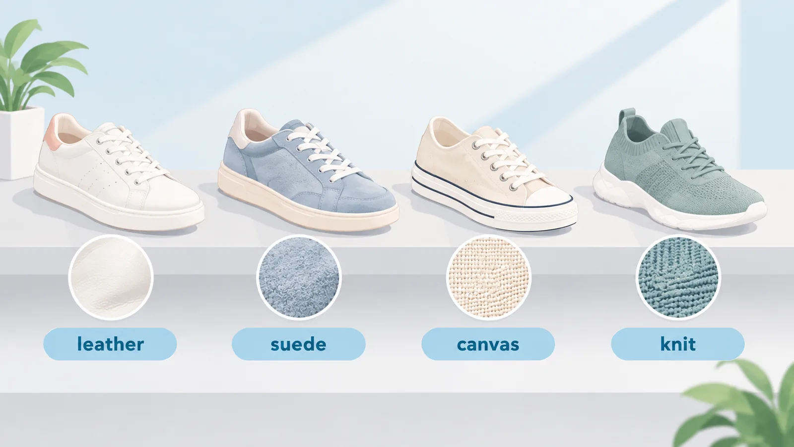 Vier Damen-Sneaker im direkten Modellvergleich