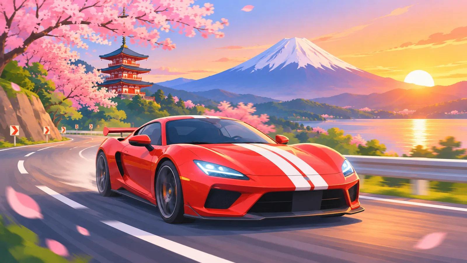 Rennwagen auf japanischer Landstraße