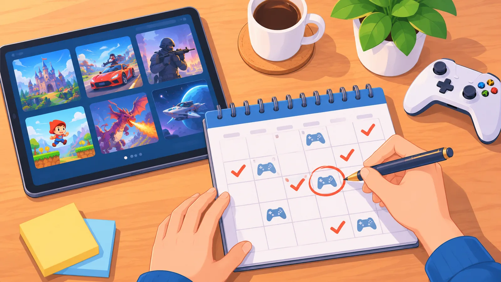 Kalender und Spielekatalog