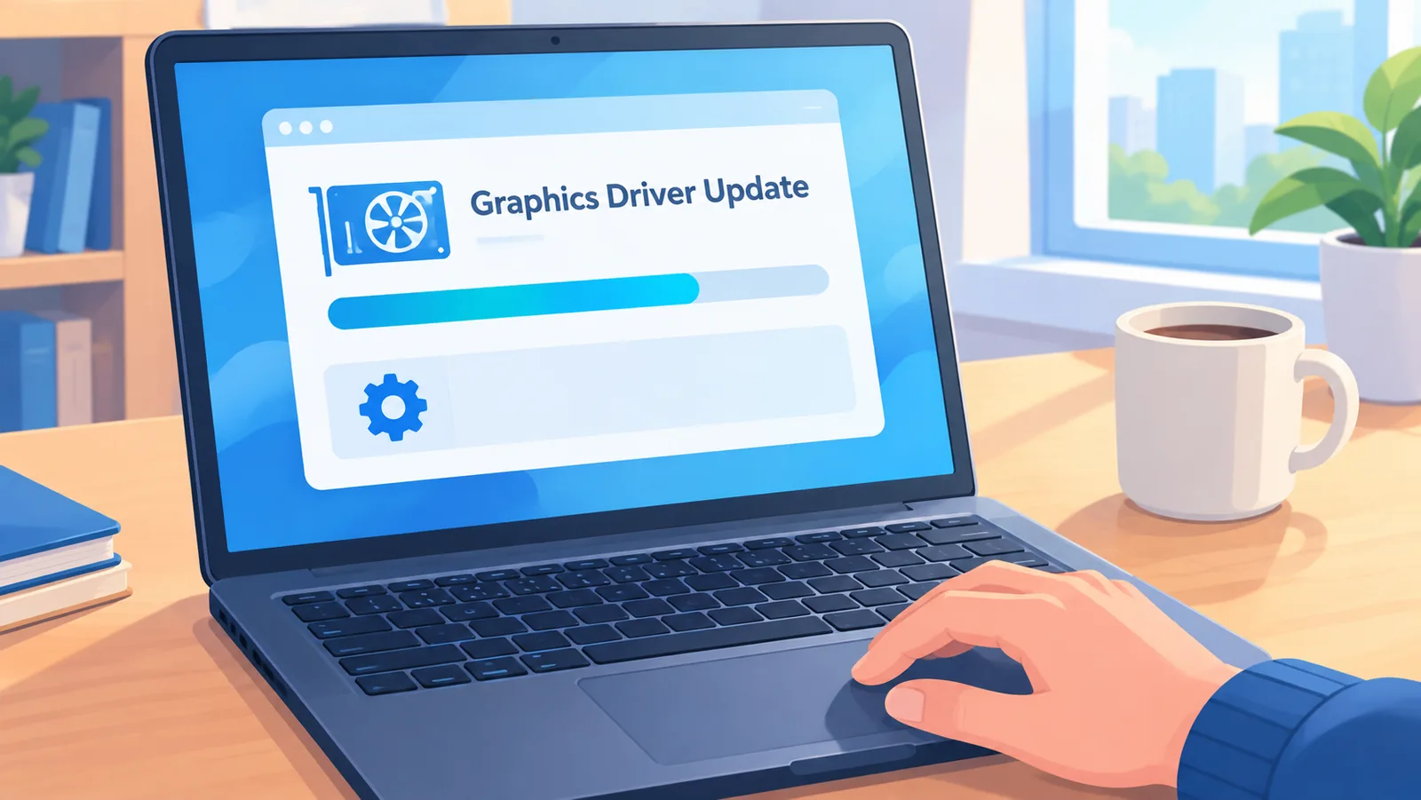 Grafiktreiber-Update läuft auf einem Gaming-Laptop