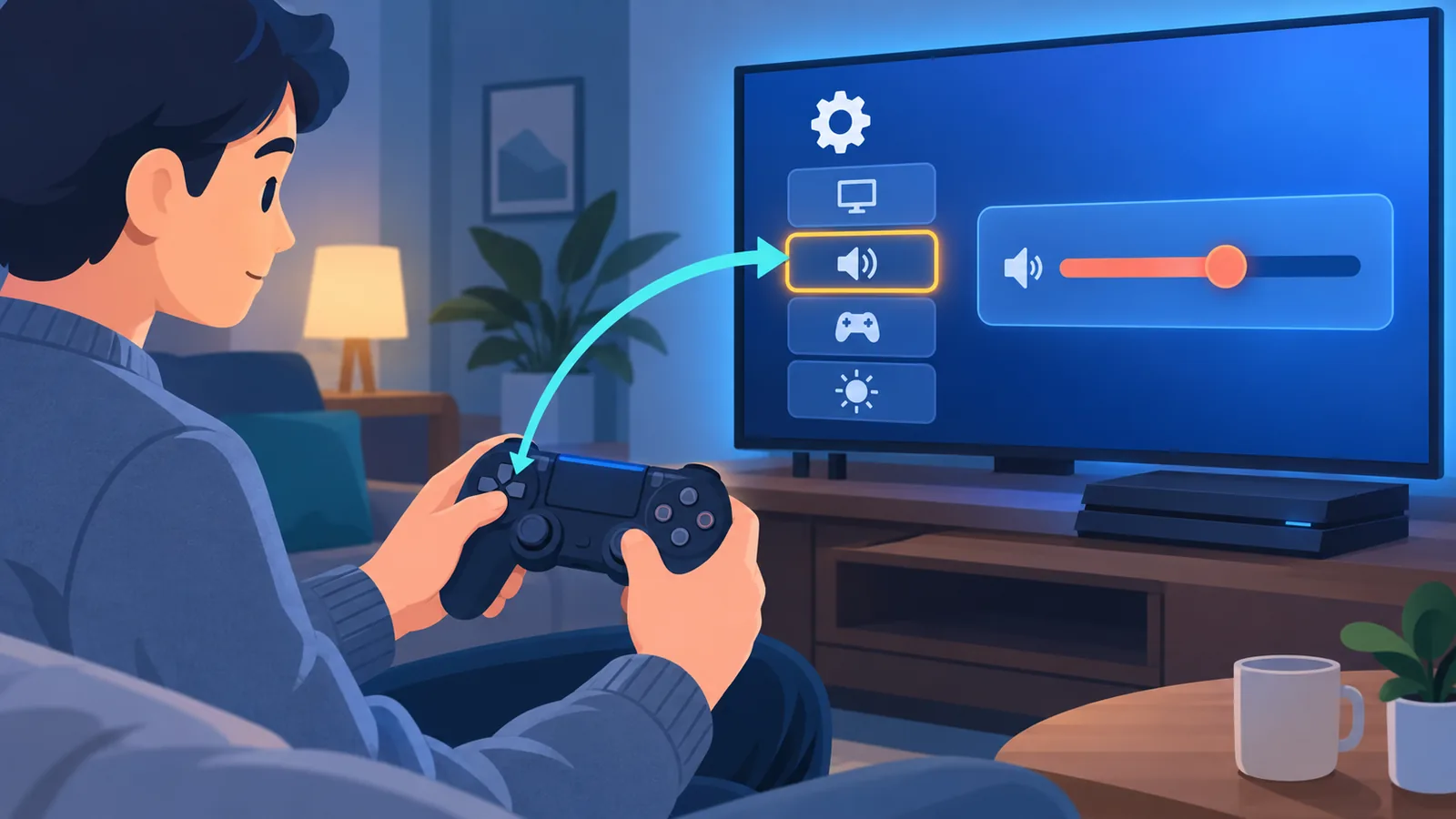Person legt an der PS4 die Hauptkonsole in den Einstellungen fest