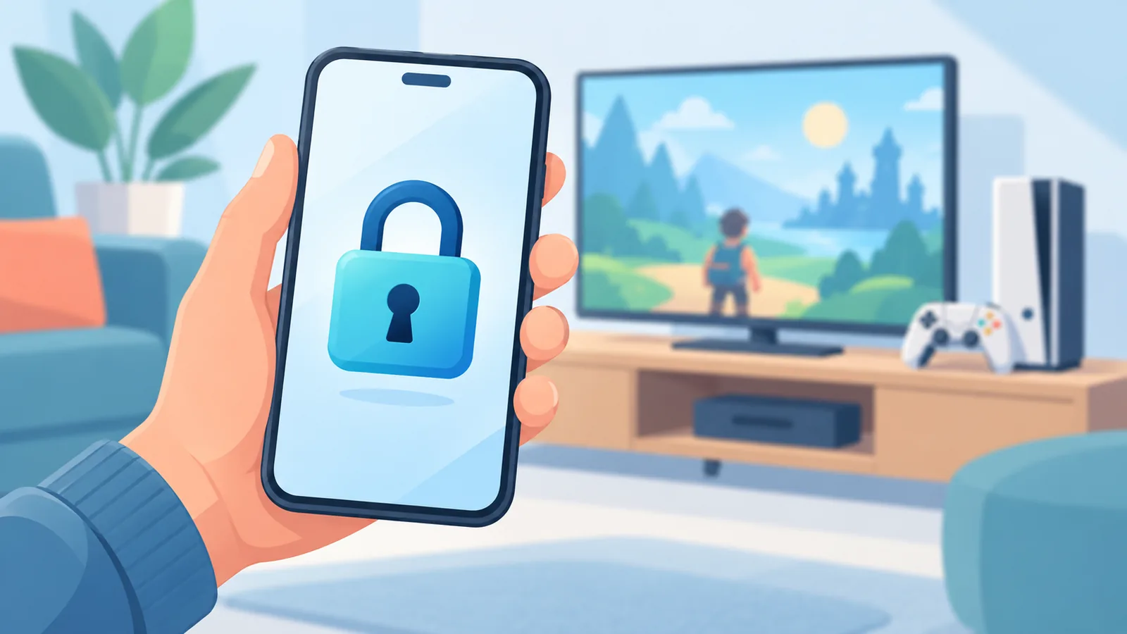 Smartphone mit Schloss-Symbol steht für Kontosicherheit