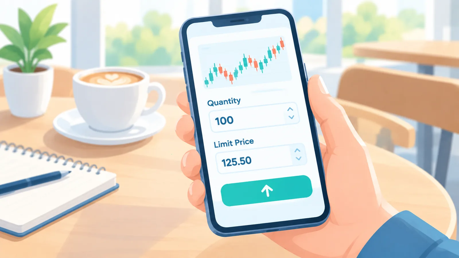 Order in der Broker-App auf dem Smartphone