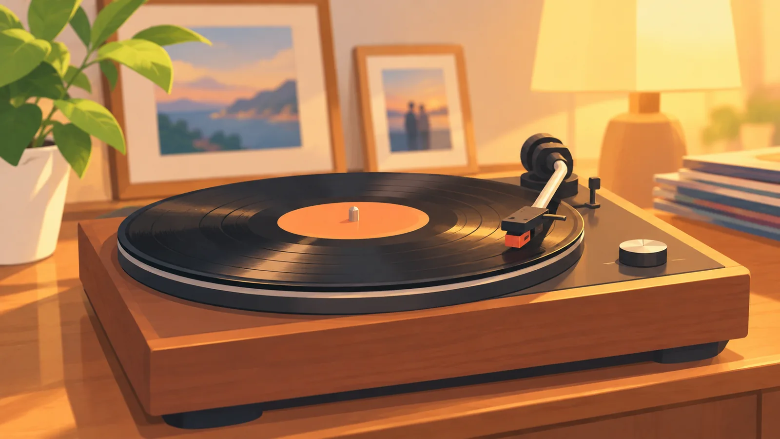 Plattenspieler mit Schallplatte spielt einen Liebessong-Klassiker
