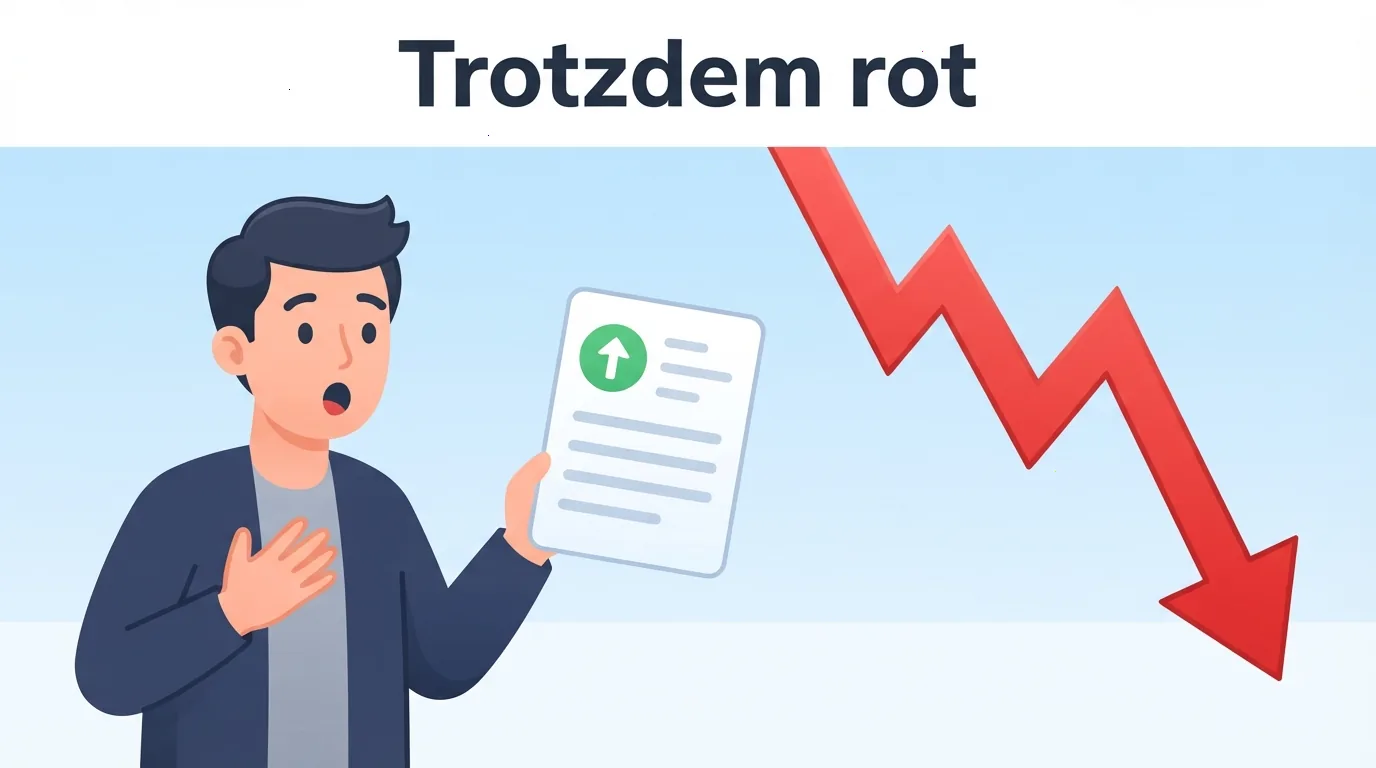 Ein Anleger sieht eine positive Wirtschaftsmeldung, während der Kurs trotzdem fällt.