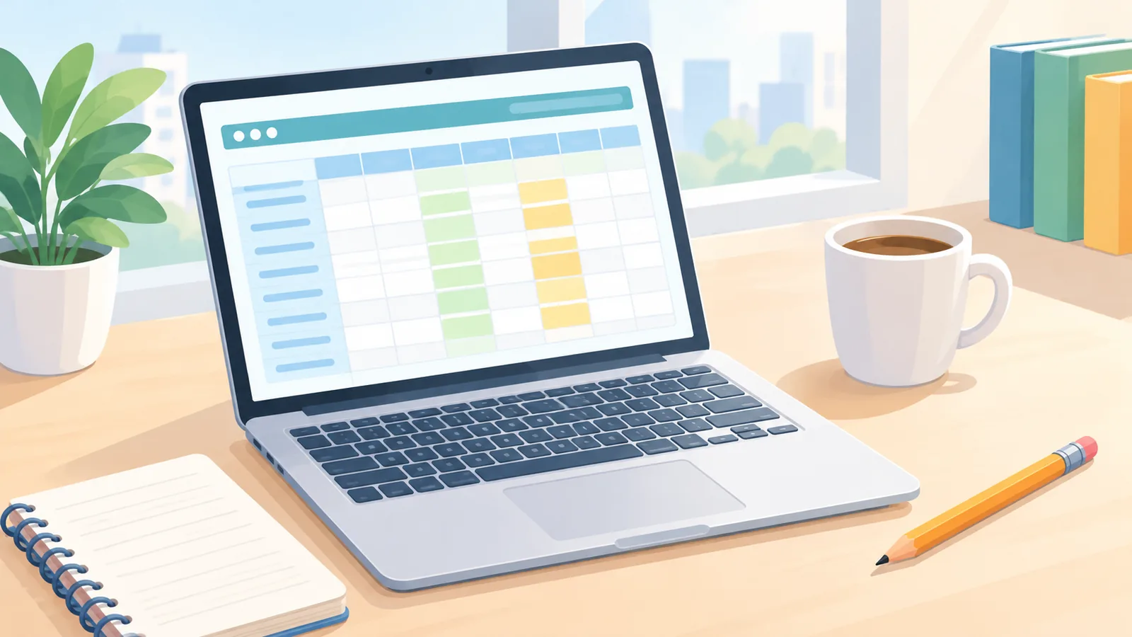 Fünf Karteikarten als Sinnbild für die fünf Excel-Funktionen