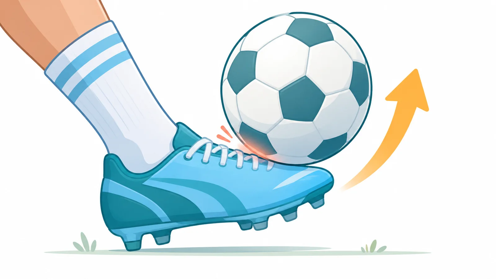 Spann trifft den Ball in der unteren Mitte