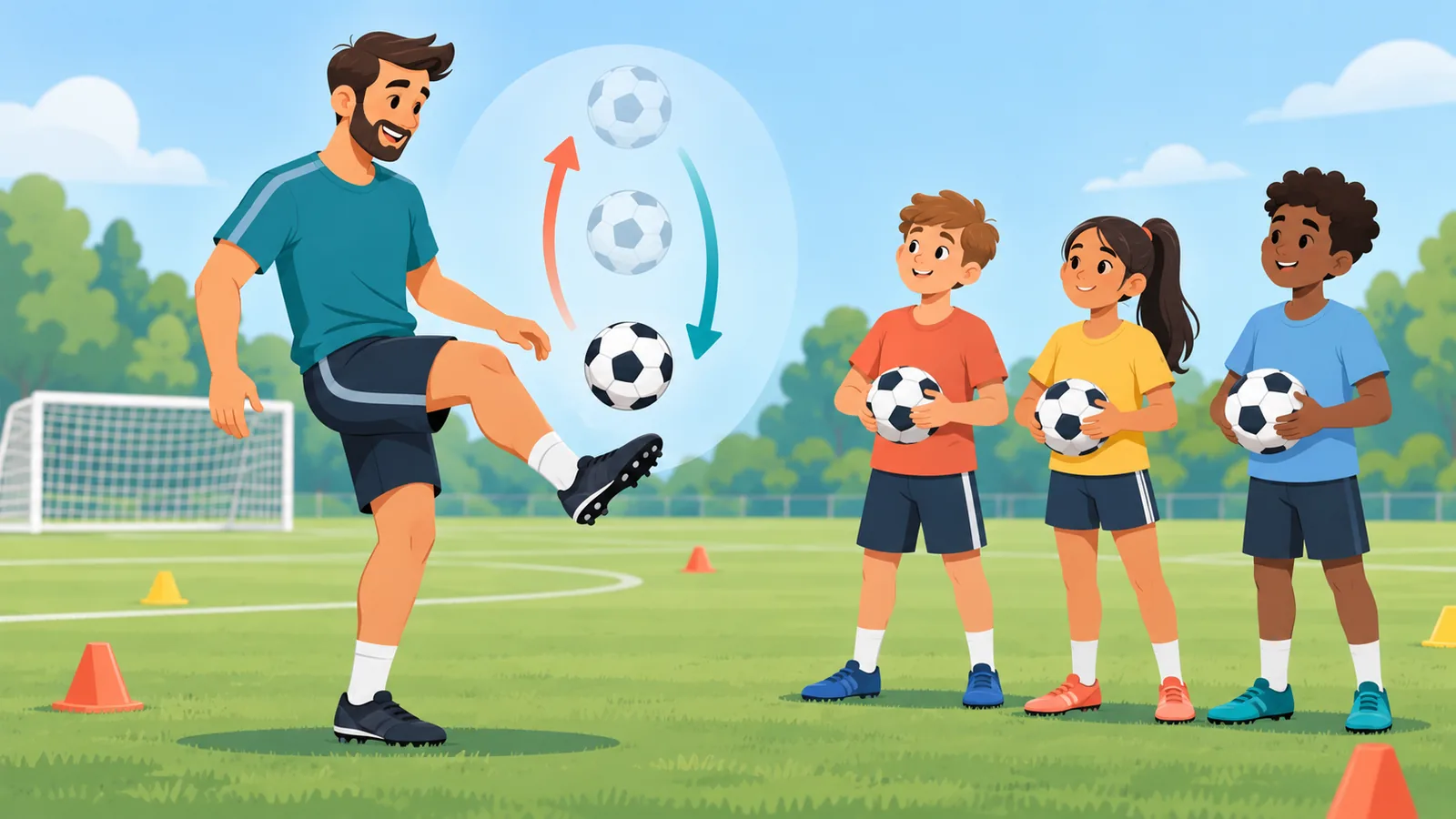 Trainer erklärt Anfängern die Technik