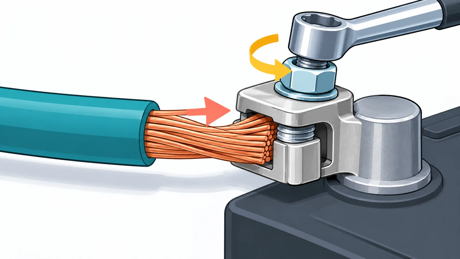 Installing a new terminal on a stripped battery cable