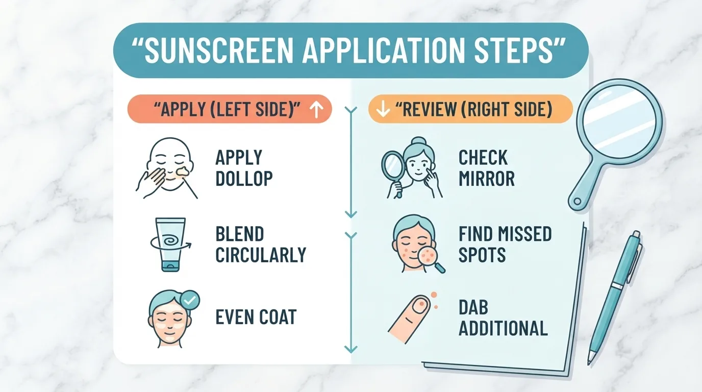 Mirror, notepad and pen laid out for comparing skin features