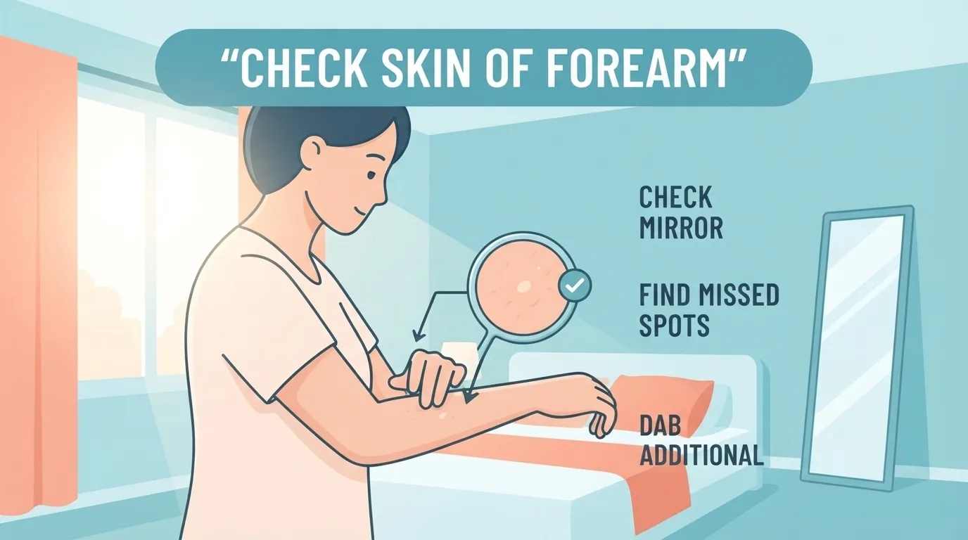 Person checking their skin in a mirror in good light
