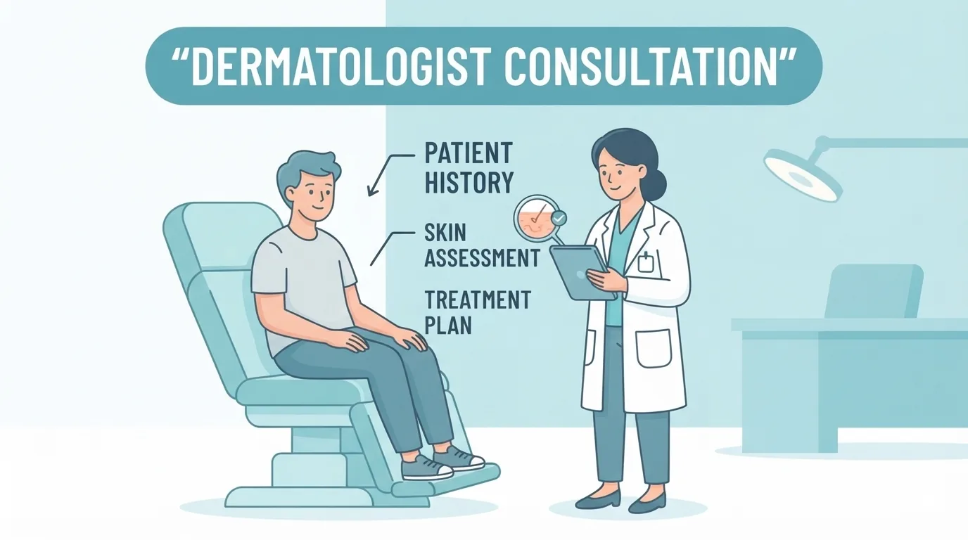Dermatologist consulting with a patient in a clinic