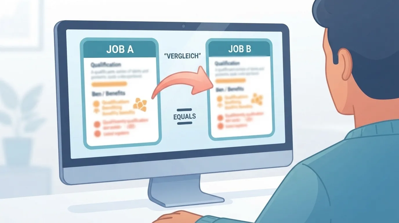 Two job listings compared side by side on a monitor