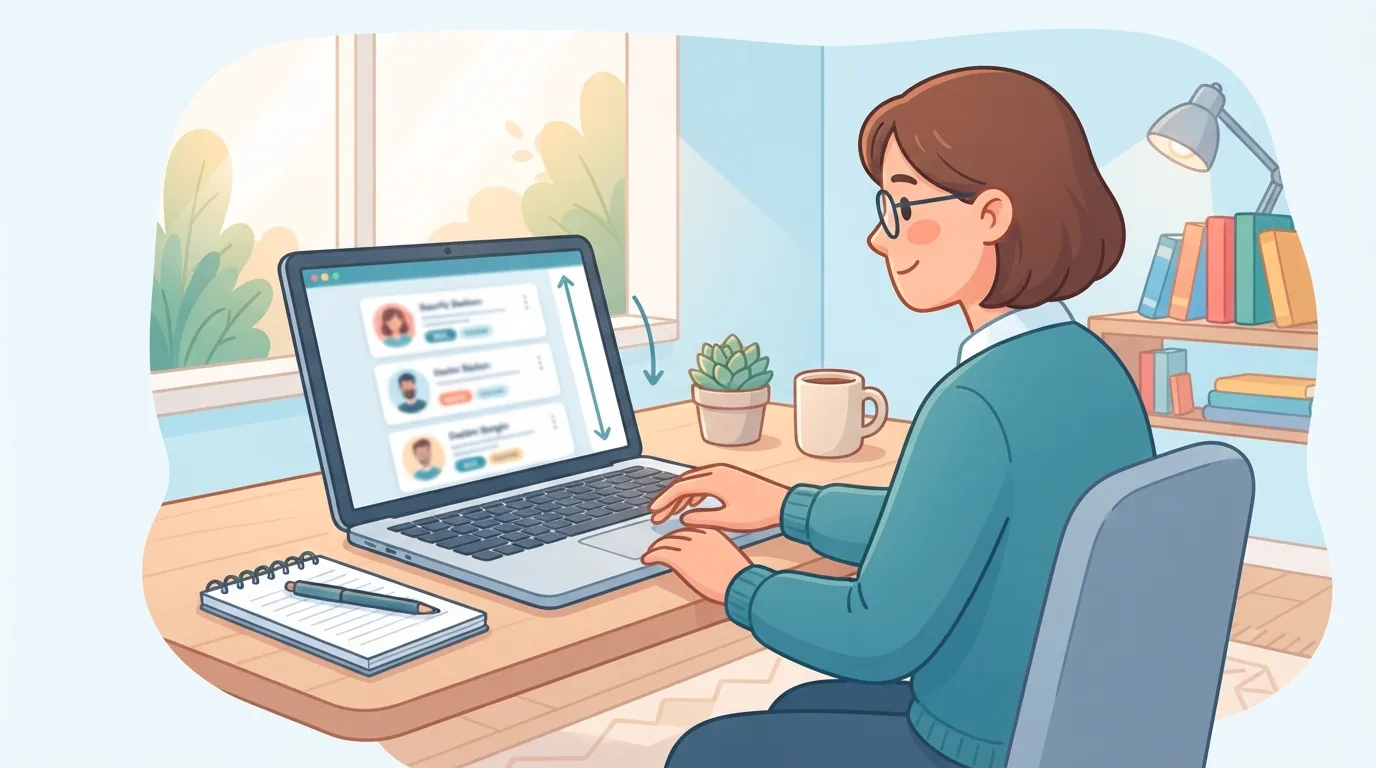 Recruiter searching professional profiles on a laptop