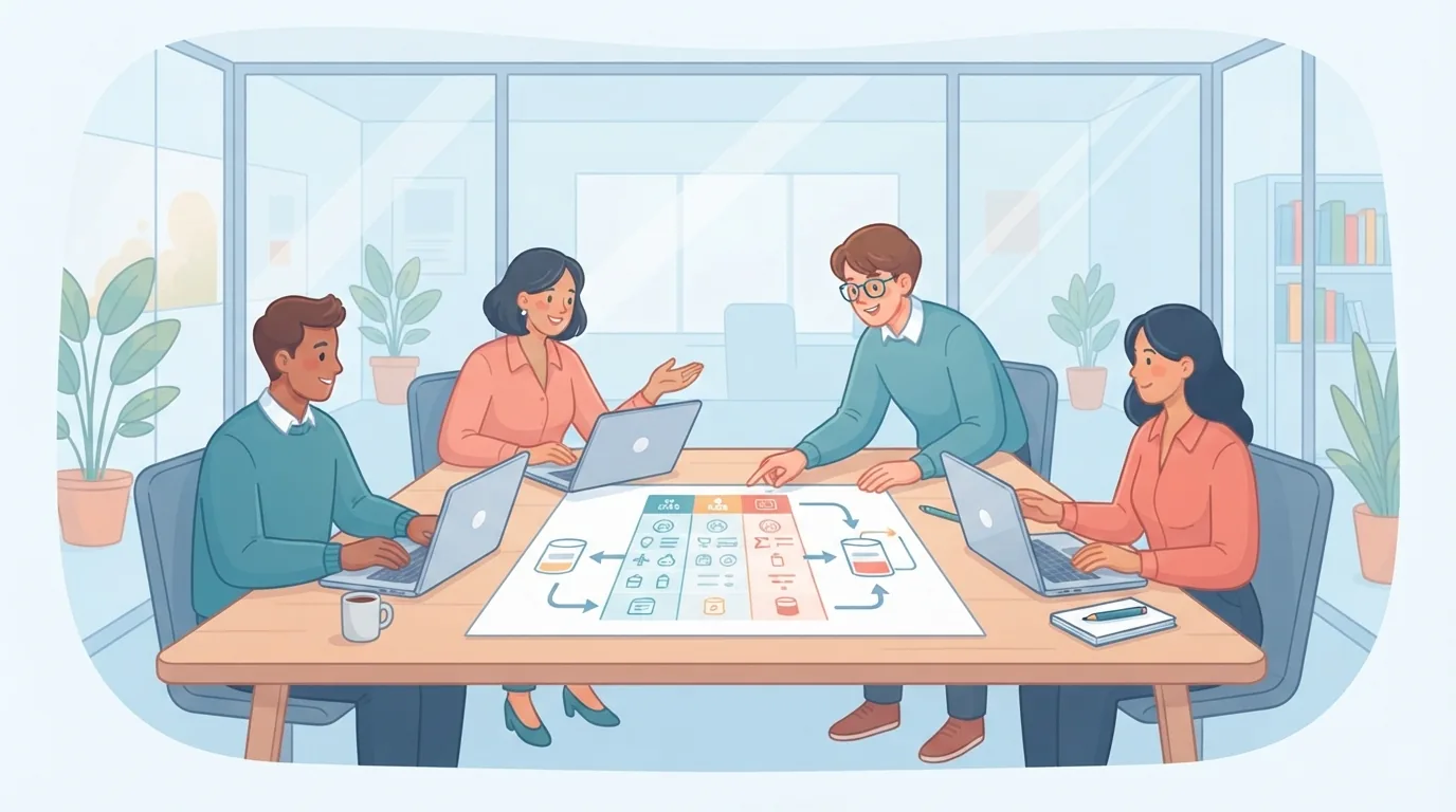 Hiring team discussing which recruiting tools to buy